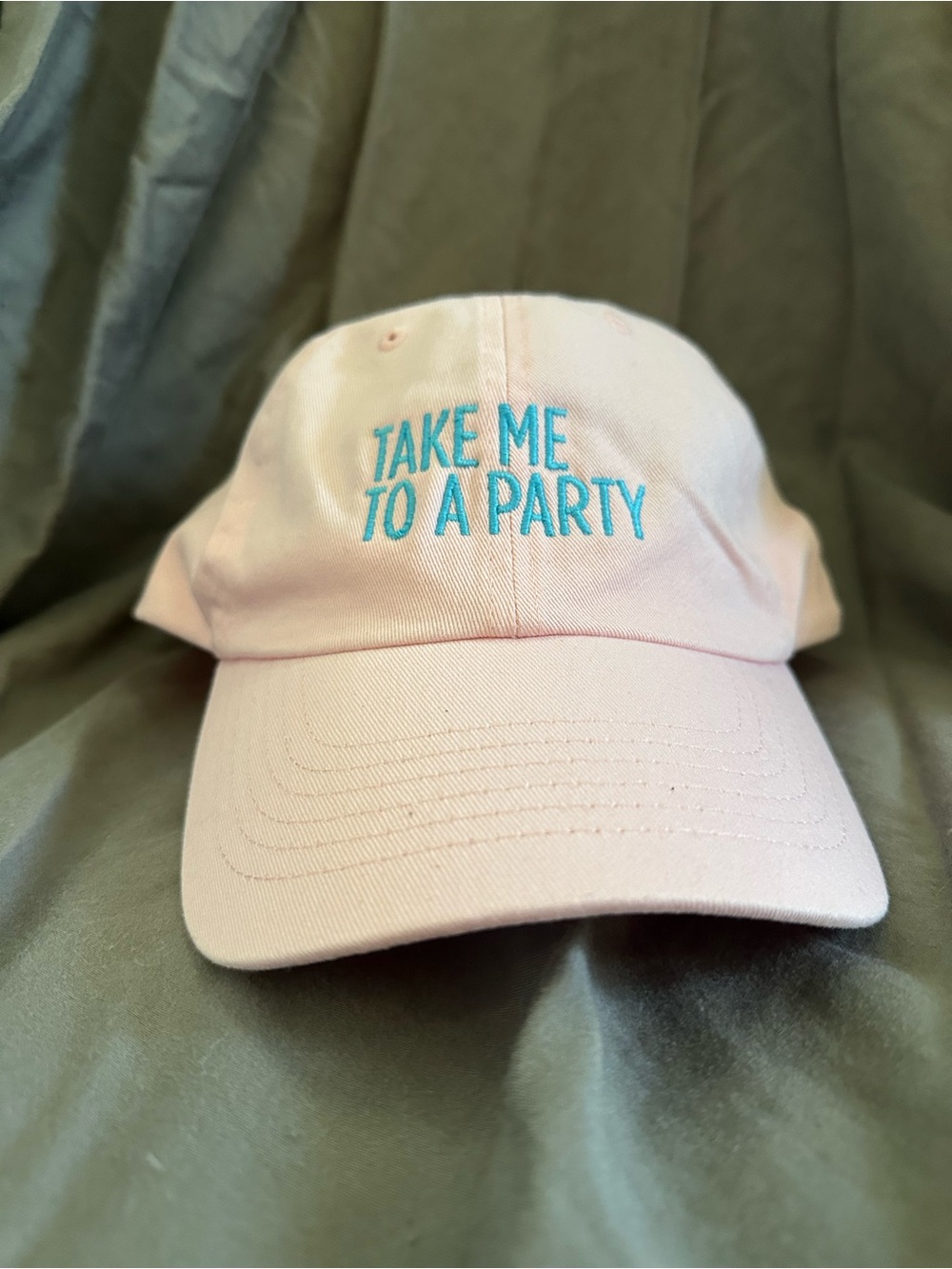 Pink Embroidered 'Take Me To A Party' Baseball Cap
